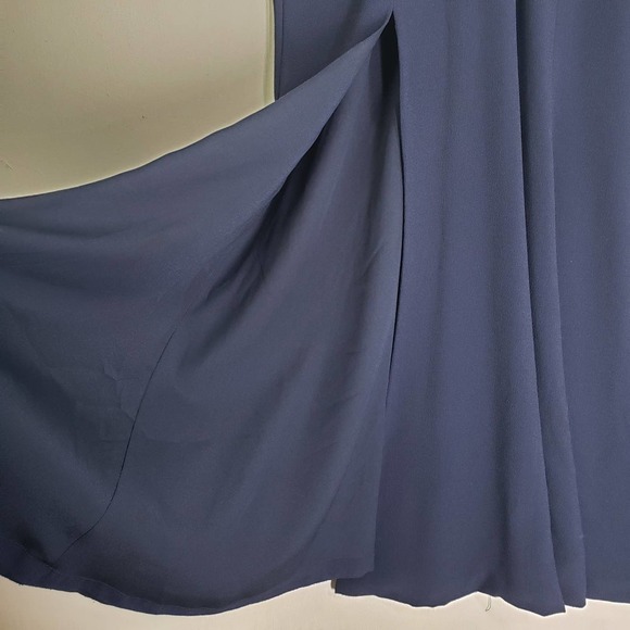 Dress The Population Iris Slit Crepe Gown L Navy Blue Sleeveless Gown Maxi - Picture 6 of 11